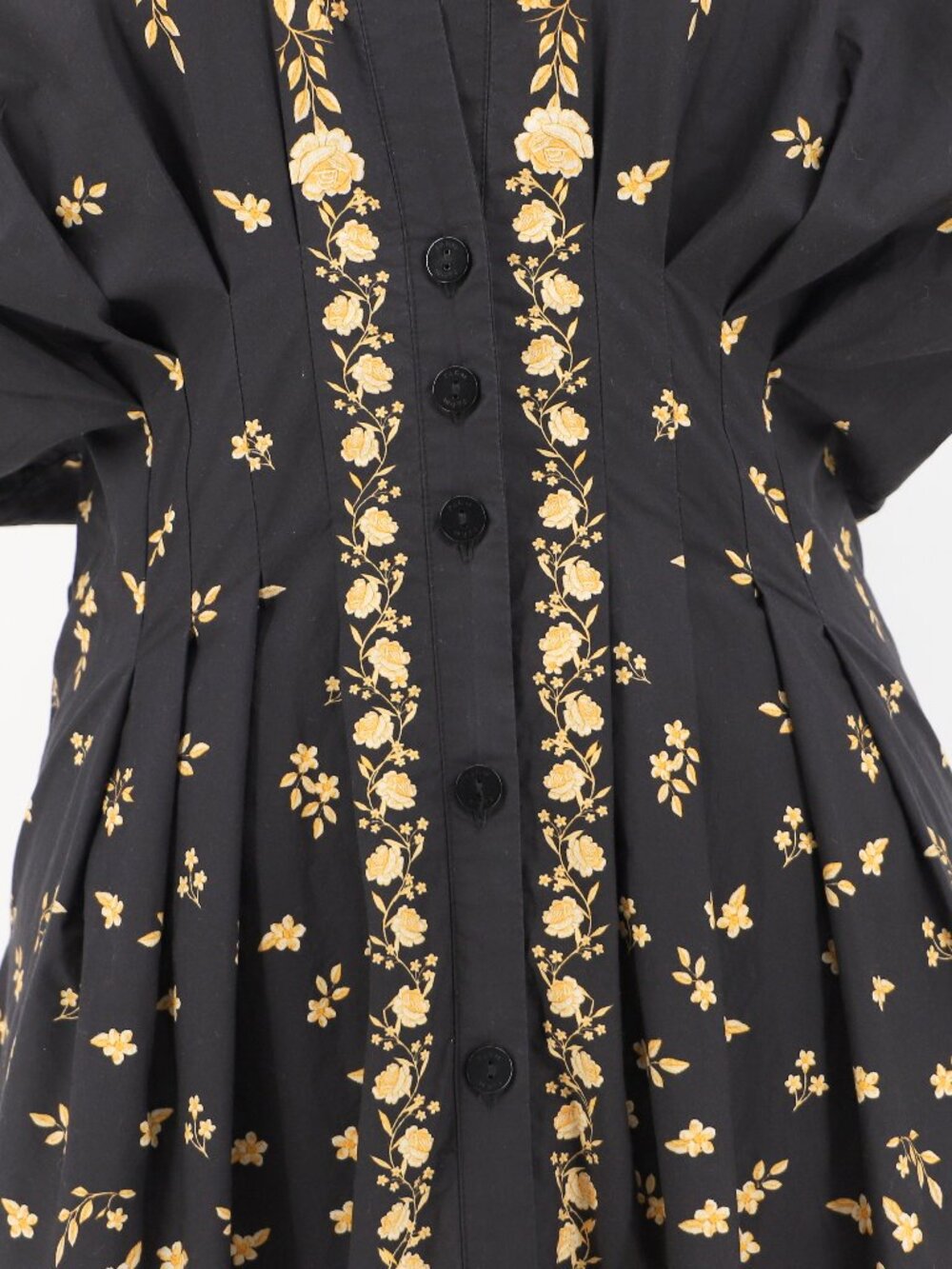 Anthropologie x Farm Rio Black Floral Cotton Button Front Midi Dress Size L - Picture 8 of 11